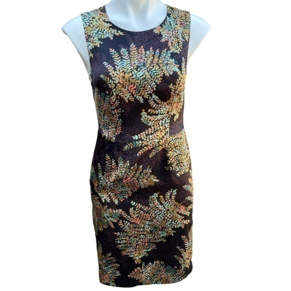 The Limited Dress | Women Sz. 0 | Black with Multi Color Leaf